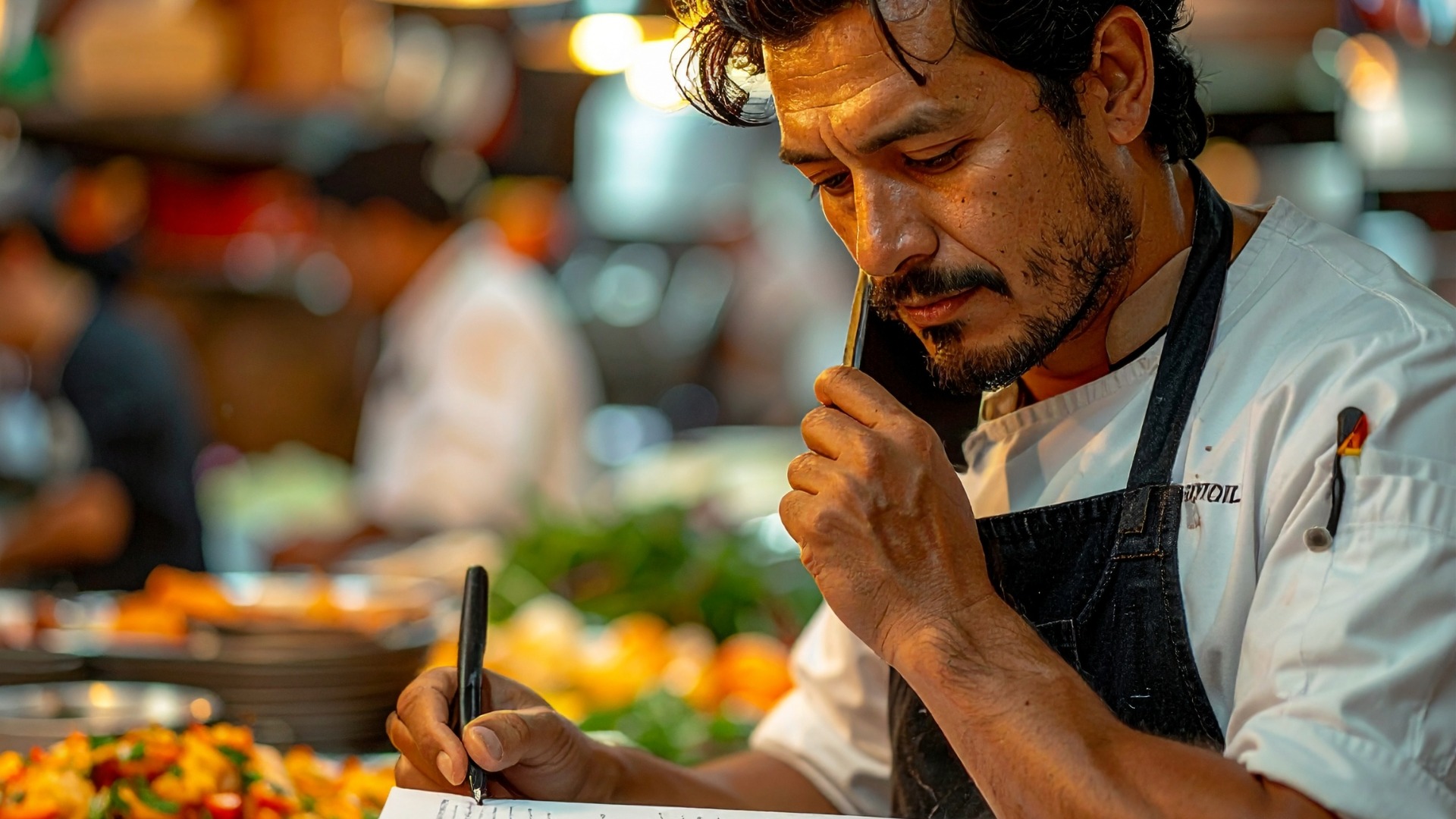 Busy business owner using the phone while Avyra handles calls